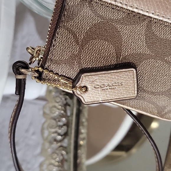 Coach Monogram Coated Canvas Corner Zip Wristlet - Picture 3 of 9